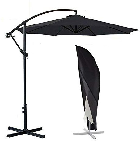 ConPus Housse de parasol déporté pour parasol déporté de 2,7 m à 4 m avec fermeture éclair et protection résistante à l'eau, noir