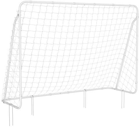 SONGMICS Fußballtor für Kinder, Fußballnetz, schnelle Montage, für Garten, Hof, Park, Strand, Eisenrohre, Netz aus PE, 215 x 76 x 150 cm, Weiß SZQ215W01