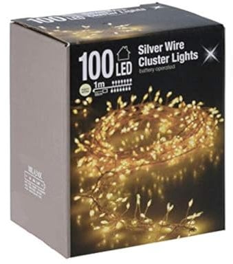 Cluster - Micro - Guirlande lumineuse en touffe - Avec 100 LED et 100 cm - Blanc chaud