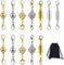 Magnetische Schmuckverschlüsse Magnet Karabinerverschluss 3 Stile Extender Magnetverschluss mit Aufbewahrungstasche für Schmuck Armband Halskette Gold und Silber 12 Stücke