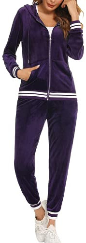 Enjyam Donna Completi Sportivi Tute in Velluto Morbido Due Pezzi da Pigiama per Primavera Autunno Inverno Regalo Natale-Viola/S
