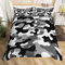 Camouflage-Bettwäsche-Set,Camouflage-Bettbezug für Kinder-Teen-Jungen-Mädchen,Grau-Schwarz-Weiß-Tarnmuster-Trösterdecke Dekorativer Raum,Ozean-Bettbezug mit 2 Kissenbezügen,155 x 220cm
