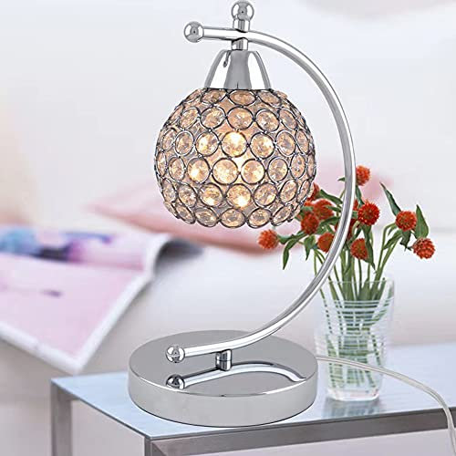 Chao Zan Kristall Tischlampe,Dekorative Beleuchtung Tischlampe, E27 Fassung 230V E27 max. 60Wmoderne Nachttischlampe,Büro, Wohnzimmer, Schlafzimmer etc.(Farbe Silber)