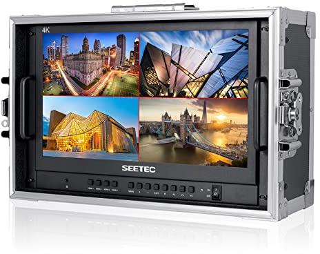 SEETEC ATEM156-CO 15.6 Inch Live Streaming Carry-on Broadcast Director Monitor with 4 HDMI Input Output Quad Split Display for ATEM Mini Video Switcher Mixer Pro Studio Television Production