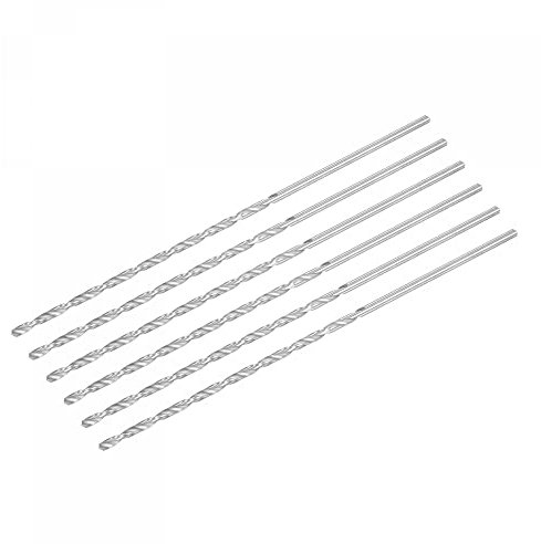 sourcing map HSS(High Speed Steel) Extra Long Twist Drill Bits, 3mm Drill Diameter 160mm Length for Hardened Metal Woodwork Plastic Aluminum Alloy 6 Pcs