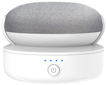 PlusAcc Base de Batterie Compatible avec Google Nest Mini - Accessoire de Support de Batterie d'extérieur Portable pour Cuisine et Jardin, Alimentation 9 Heures de Lecture (Blanc)