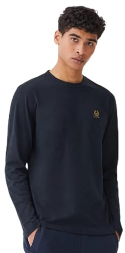 Belstaff Mens Long Sleeved Chest Patch T Shirt M Dark Ink