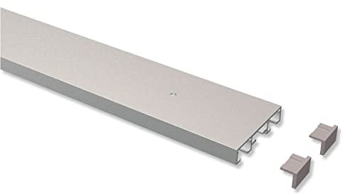 Interdeco Gardinenschienen vorgebohrt Silber-Grau 2-läufige Vorhangschienen aus Aluminium, Primax, 320 cm