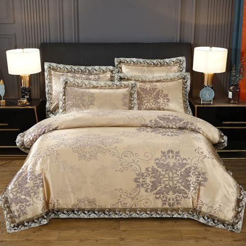 Beyeutao Bettwäsche Champagne Gold BettbezÜGe 220X240 Satin Kissenbezug 80x80 Silk Bettwäsche Satin Seiden Bettbezug Set 3teilig Gewebe Bettbezug Set Bettwäsche Mit Reißverschluss.