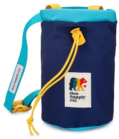 Oso Supply Co - Kreidebeutel für Klettern, Bouldern, Kreidebeutel mit Schnellverschluss, Reißverschlusstaschen und Tasche – perfekte Ausrüstung für Indoor/Outdoor Klettern (Puderblau/Gelb)