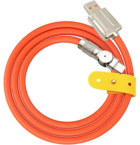 CTRICALVER USB C Cable, Câble de Charge Rapide Rotatif à 180 °, Câble Type C, Câble de Charge Ultra Rapide en Silicone liquide 60 W, avec Transfert de Données (pour interface Type- C, orange)