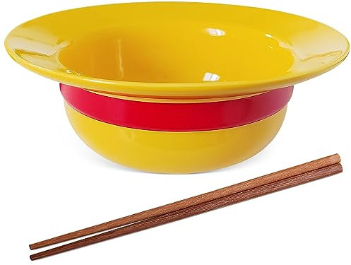 Schüssel-Ramen Schüssel mit Essstäbchen Anime Ruffyy Straw Hat Bowl Keramik one piece Ramen Suppenschüssel Set für,Strohhut Ramen Schüssel, Anime-Fans, Geschenk