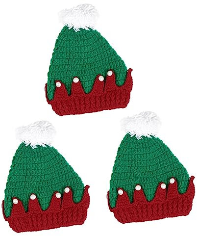 ABOOFAN 3st Wintermütze Für Neugeborene Kinderhüte Wintermütze Für Babys Pom Pom Strickmütze Baby Gestrickte Weihnachtsmütze Baby Weihnachtshäkelmütze Kleinkind Geschenk Kleiner Junge