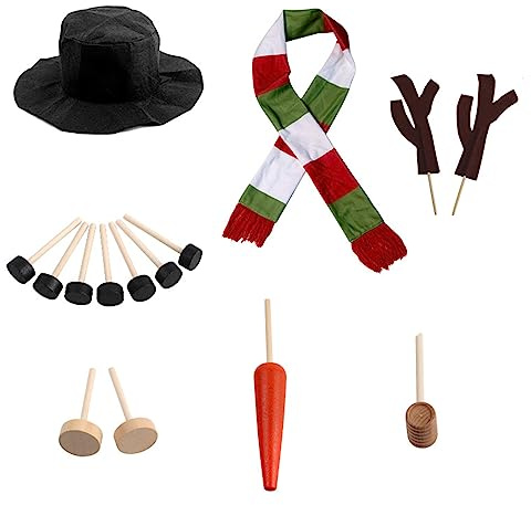TITA-DONG Schneemann-Dekorationsset, 15-teiliges Weihnachts-Schneemann-Bastelset, Werkzeuge, Winter-Outdoor-Spaßspielzeug, Inklusive Mütze, Schal, Nase, Pfeife, Augen, Mund und Knöpfen,(#1)