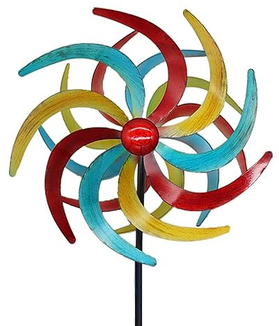 Windmühle, kinetisch, bunt, aus Metall, für den Garten, 100 x 30 cm