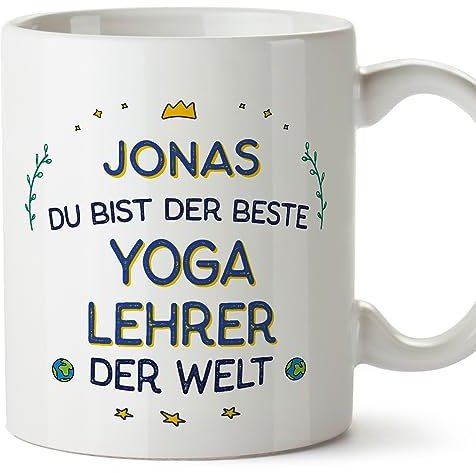 Mugffins Tassen Personalisierten für YOGA-LEHRER Mann - Auf Deutsch - Beste der Welt - 11 oz / 330 ml - Individuell Anpassbar Geschenk Mitarbeiter