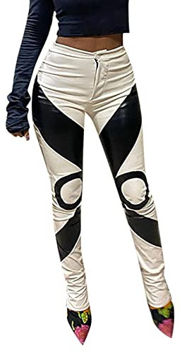 Fulidngzg Lederleggings Damen: Sexy Glanz Leggings Kunstlederhose Latex Motorrad Lackhose Shape Scrunch Butt Lederhose Motorradhose Lack Push Up Leder Lederoptik Hose