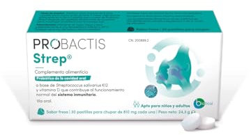 Probiótico Probactis Strep® - probiótico oral 30 pastillas para chupar para niños y adultos - con vitamina D - sabor fresa