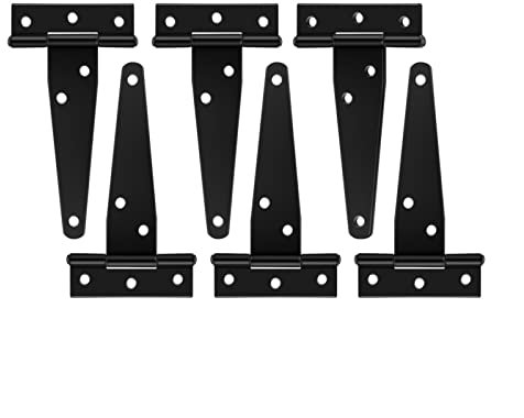 6pcsT Hinges, Gates, Black Hinges, Heavy Duty Hinges for Wooden Fences, Sheds, Wooden Boxes, Garden Gates, Log Cabins Cerniera