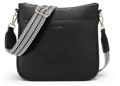 Cnoles Crossbody-Tasche für Damen, veganes Leder, trendige Umhängetasche, Hobo-Handtasche für Damen, mit verstellbarem Gitarrengurt (Schwarz-0040A, 26 x 7 x 24 cm), Schwarz-0040a, 26cmX7cmX24cm