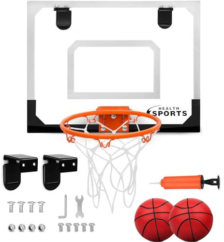 NaXew Indoor Basketball Hoop for Bedroom | Wall Mounted/Over Door Mini Basketball Hoop Includes Basketball and Net