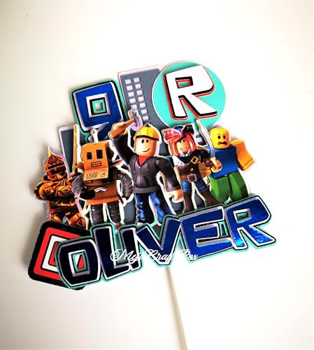 Personalised Gamers Cake Topper, Roblocks themed cake topper