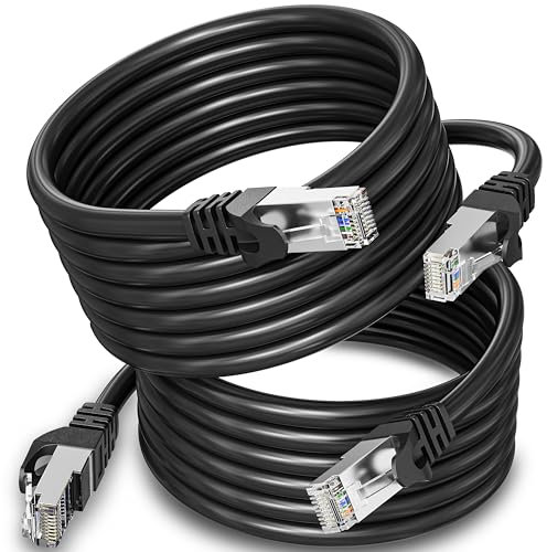 Cable Ethernet 5 Metros, Cat 6 Cable de Red Exterior FTP Blindado Cable a Granel Rj45 Network Cable Negro Cable Internet Alta Velocidad Cable Lan 250MHz Cabo de Rede(2 Piezas)