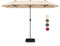 KOMFOTTEU Parasol de Jardin double 4 x 2 m avec LED, Parasol rectangulaire avec Manivelle et Base, Parasol d’Extérieur pliable, Hauteur 240cm, pour Patio, Piscine, Terrasse, Café, Cour (Beige)