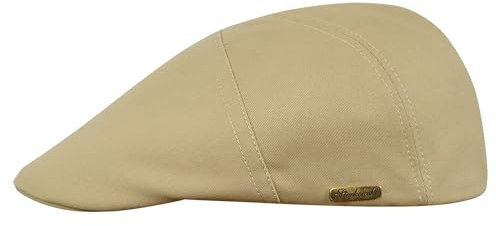 Sterkowski Modell Ivy Five | 100% Gekämmte Baumwolle Schiebermütze für Herren und Damen | Flatcap Klassische Kappe Leichte Sommer Hautfreundliche Handgenäht Retro Vintage Casual Beige Baumwoll 58