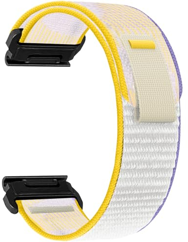 ZoRoll 22mm QuickFit Bracelet pour Garmin Fenix 9 pro 47mm/9/8 pro 47mm/8/7 Pro/7/6 Pro/6/5, Élastique Nylon Bracelets pour Garmin Forerunner 970/965/935/945/955/Tactix 8 47mm/Epix - Violet Blanc