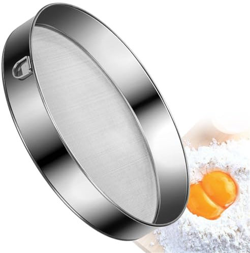 Stainless Steel Flour Sifter Round 30cm Stainless Steel 60 Mesh Flour Sifter Fine Baking Strainer for Cakes Vegetables