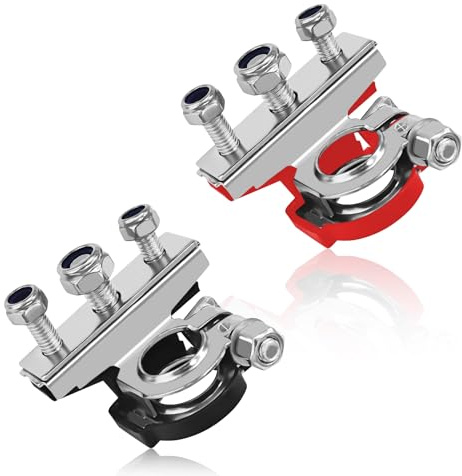Hirificing 2 Pack Car Battery Terminal Connector Heavy Duty Battery Terminals Positive and Negative Battery Terminals Universal 12V Battery Terminal Connectors with 3 Cable Terminals