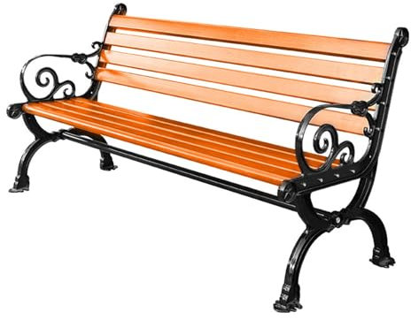 Wrought Iron Garden Bench with Armrests and Backrest for Outdoor Patio Porch and Garden Entrance 180cm
