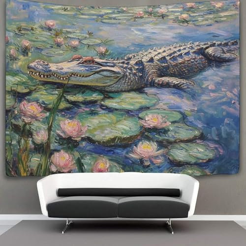 JDDEISKKE 3D Druck Crocodile Wandteppiche Poster Ornament Wandbehang Wandteppich Raumteiler Vorhang Für Schlafzimmer, Wohnzimmer, Wohnheim,Tapisserie 70cmx100cm