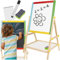 Kindertafel doppelseitig Magnetische Whiteboard Kreidetafel mit Tafelkreide Marker Schwamm Ablage aus Holz 23546