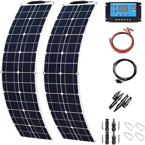 Kit Sistema Pannello Solare Flessibile 400W 800W, modulo fotovoltaico Pannello Solare monocristallino per Ricarica Batteria 12-24V, con regolatore di Carica 40A, per casa, Campeggio