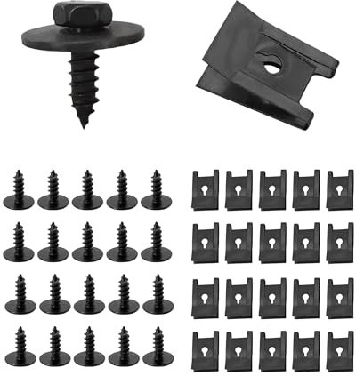 Flaconi Blechmuttern Kfz,Blechmuttern,Blechmutter Schraube Mutter Clip,Karosserieschrauben,Gewinde Clip Mutter Set,Geeignet für Autokotflügel,Stoßstangen,Innenverkleidungen,Türverkleidungen (40pcs)