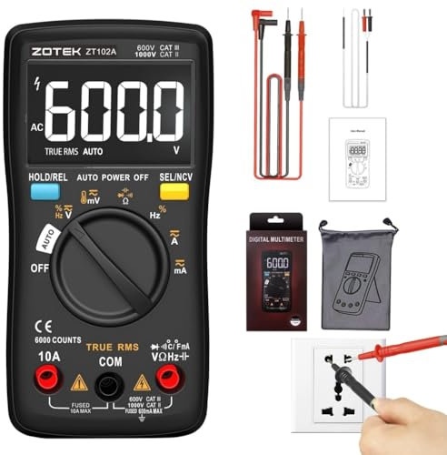 ZT102A TRUE RMS ad alta precisione ad alta precisione RMS Auto-alcanza 6000 conteggio multimetro intelligente digitale con protezione per l'esaurimento per il misuratore di temperatura di riparazione