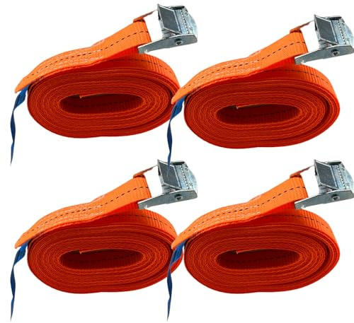 Web Truck 4er Set Spanngurte mit Klemmschloss 25mm x 250kg, 4 Stück, Zurrgurte, Ladungssicherungsgurt mit Metallschnalle für Wohnmobil, PKW Anhänger