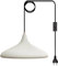 bamyum Champion Hängelampe Weiß mit Stecker 35 cm, Pendelleuchte mit Stecker, Hängeleuchte Metall mit 450 cm Kabel Schalter EU Stecker, Steckdosenlampe, Küchenlampe Weiß, Hängelampe