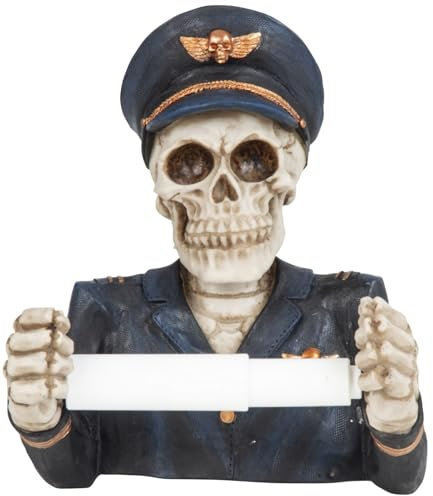 Toilettenpapierhalter Totenkopf Pilot Wandaufhängung 21cm x 18,5cm Dekoration Deko Bad