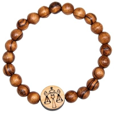 Kassis Olivenholz Armband mit Sternzeichen - Handgefertigtes Holzperlenarmband - Unisex Schmuck - Herren und Damenschmuck
