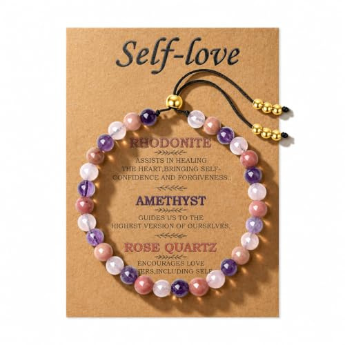 QINJIEJIE Crystal Bracelet for Women Good Luck Protection Bracelet 6mm Adjustable Bracelets Healing Crystals Anxiety Bracelets Spiritual Birthday Gifts for Women