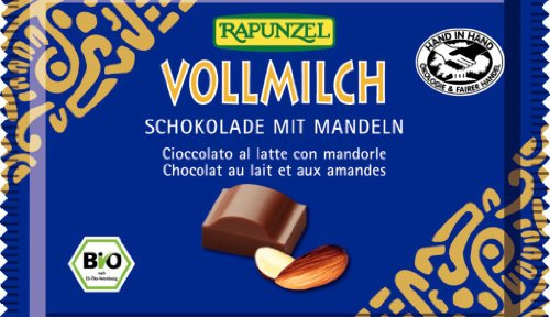 Rapunzel Vollmilchschokolade mit ganzen Mandeln, 6er Pack (6 x 100g) - Bio