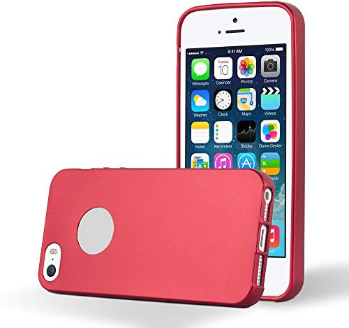 Cadorabo Hülle kompatibel mit Apple iPhone 5 / 5S / SE 2016 Schutzhülle TPU Silikon Case Metallic Design Slim Kratzfest Weiche Gummi mit Rundumschutz Case Hülle für iPhone 5 / 5S / SE 2016 in Rot