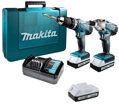 Kit Trapano avvitatore c/percussione+Avvitatore impulsi 18V Litio Makita DK18015