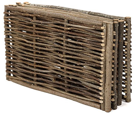 Carré Potager en Branches de Noisetier Tressées Naturel, 90 x 90 x 50 cm, La cordeline TFS2, Marron