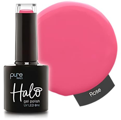 Halo Gel Polish 8ml - Rose. UV/LED Gel Nail Polish, Long Lasting & Easy To Apply. Nail Art Colours For Manicure & Pedicure. Gel Polish For Professional & Home Use.