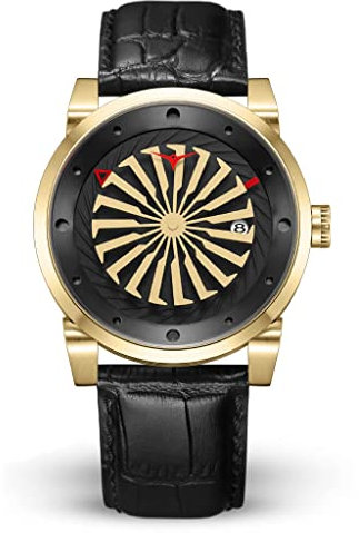 Zinvo Blade Onyx Turbine Automatik Miyota Edelstahl 316L IP Gold Schwarz Datum Leder Sapphire Herren Uhr