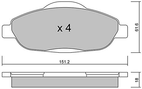 metelligroup 22-0804-0 Bremsbeläge, Made in Italy, Ersatzteile für Autos, ECE R90-zertifiziert, Kupferfrei